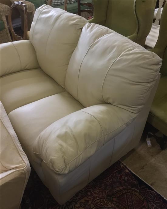 Cream leather double seater sofa